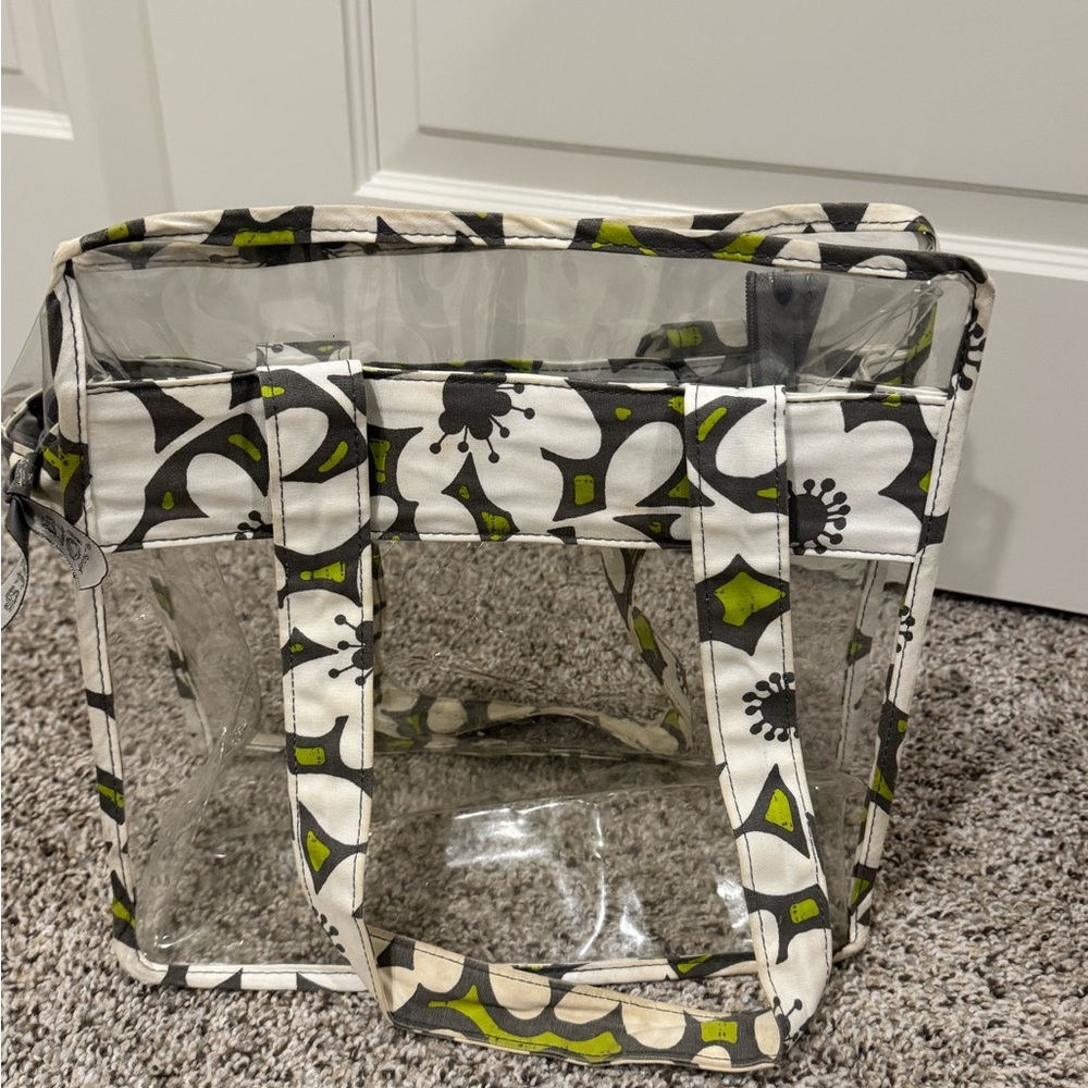 Clear Stadium Bag with Grey and Green Design